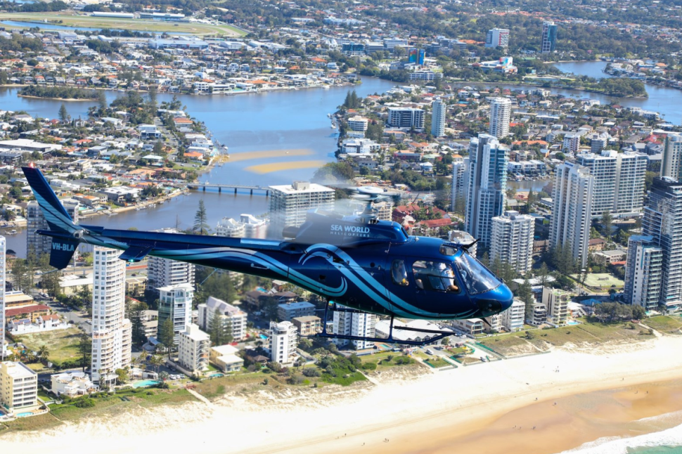 Helicopter Views of Coastal City
