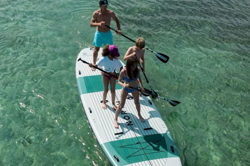Group Paddleboarding Adventure on a Mega SUP