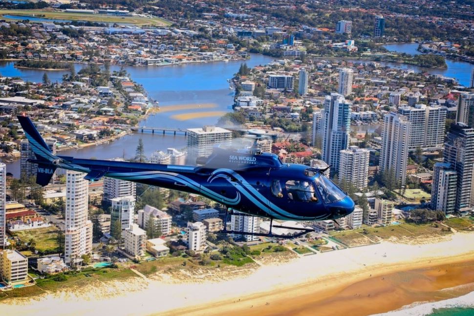 Family Coastal City Helicopter Flight
