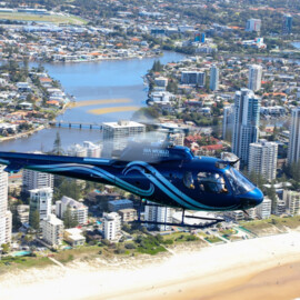 Helicopter Views of Coastal City