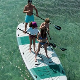 Group Paddleboarding Adventure on a Mega SUP