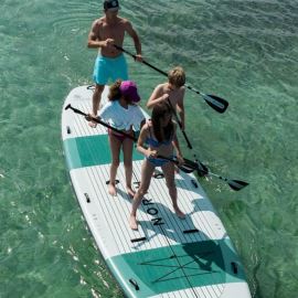 Group Paddleboarding Adventure on a Mega SUP